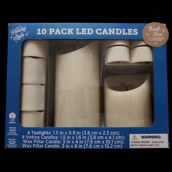 Holiday Style LED Candles 10 Pack Cream, Off White Color Candles - Picture 1 of 3